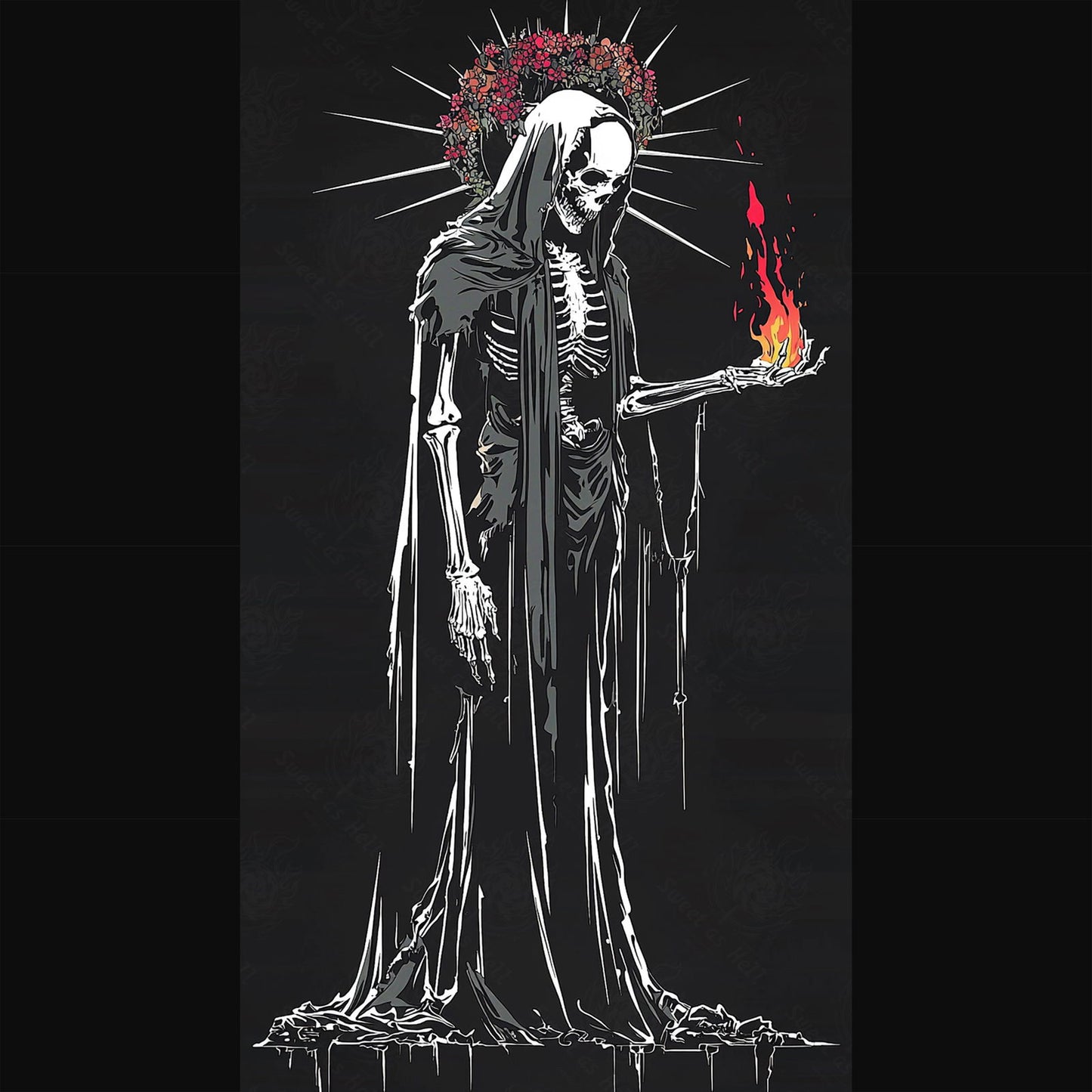santa muerte with flame | Mother Muerte 09 by 16 429 SN3116 - Sweet As Hell Designs