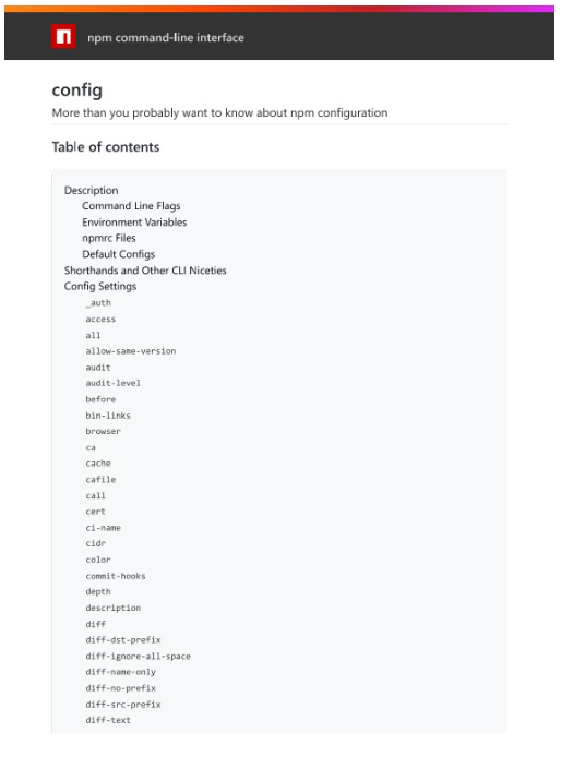 🤮 | 2025/02/03 | More than you probably wanted to know about npm config