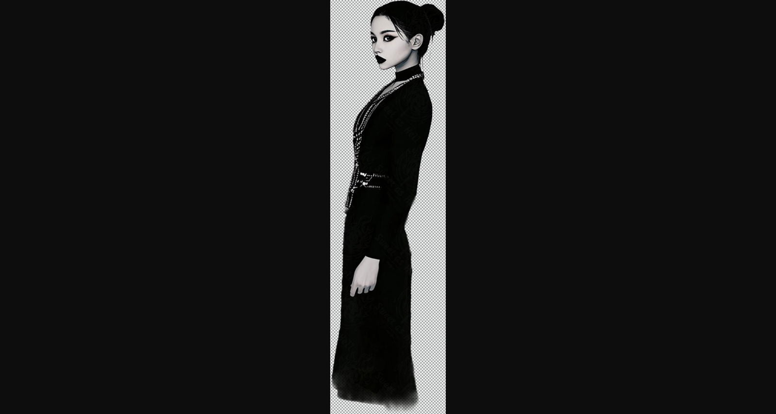 Black And White Fashion Photo of a Woman In Black With A Transparent Background 004 SN2755 - Sweet As Hell Designs