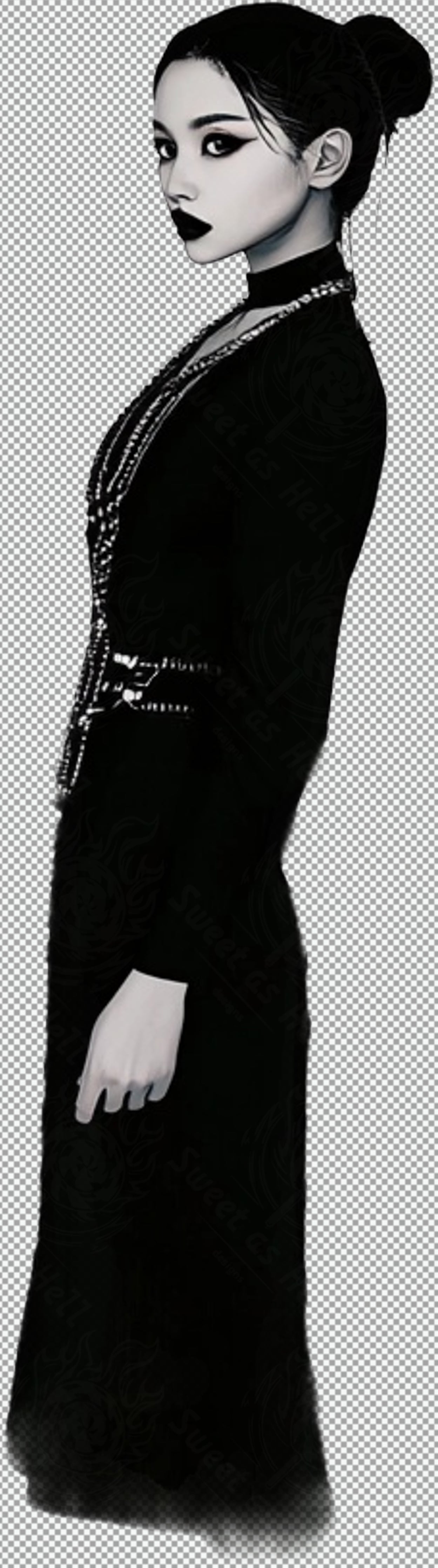 Black And White Fashion Photo of a Woman In Black With A Transparent Background 004 SN2755 - Sweet As Hell Designs