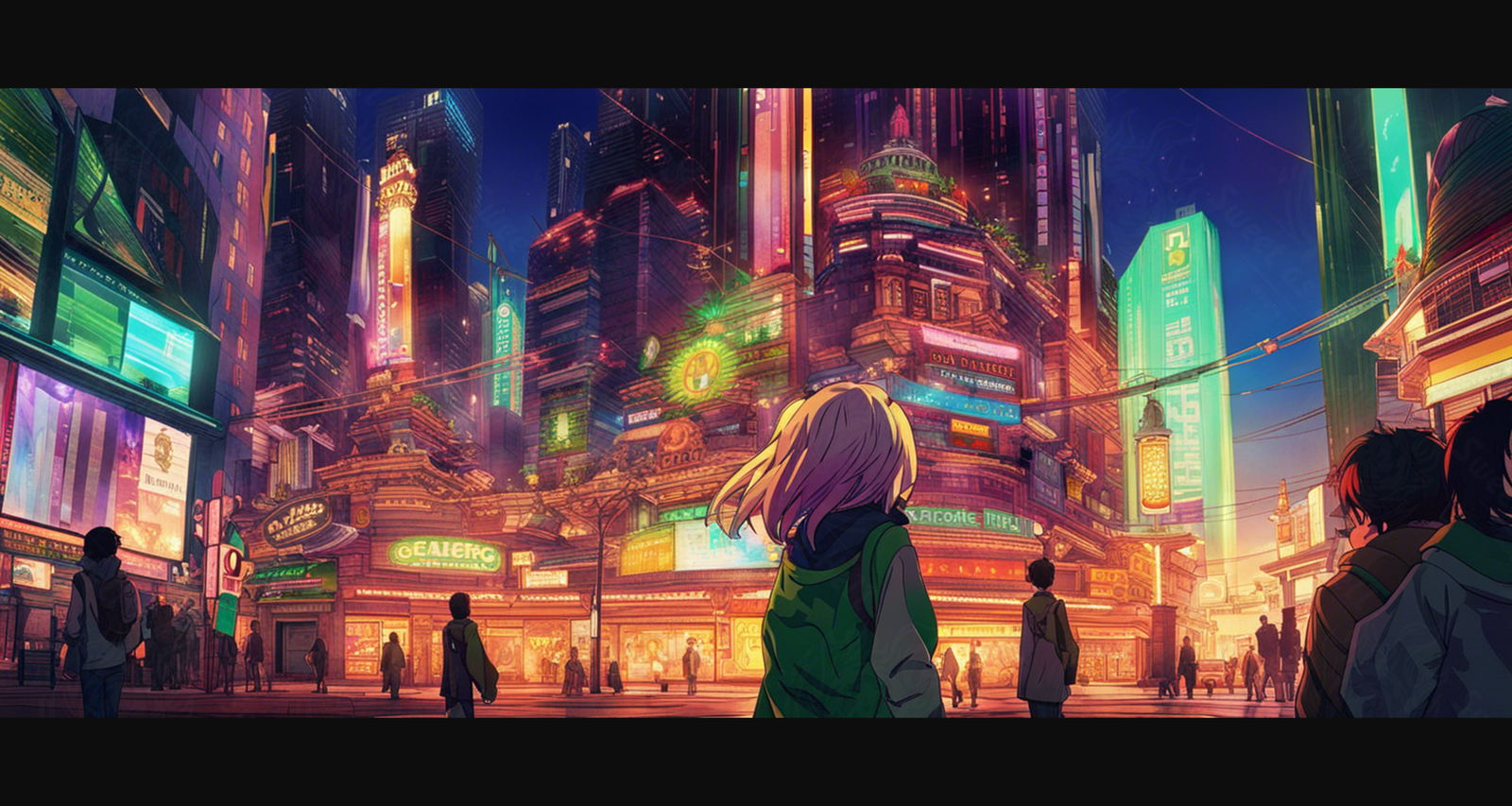 Female Anime Characters Wandering Within A Bustling Future City 0002 SN775 - Sweet As Hell Designs
