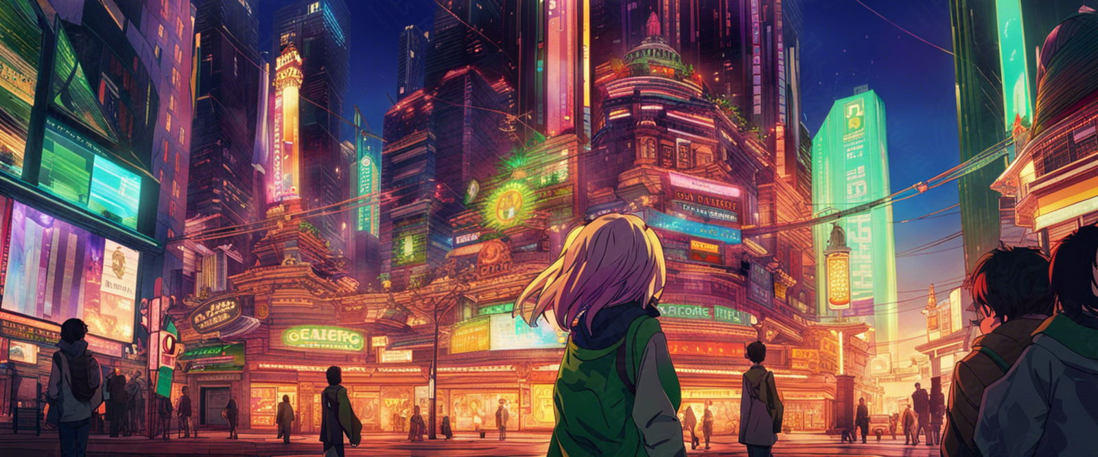 Female Anime Characters Wandering Within A Bustling Future City 0002 SN775 - Sweet As Hell Designs