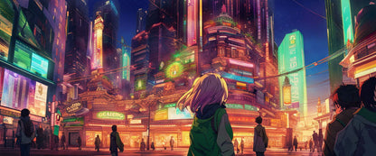 Female Anime Characters Wandering Within A Bustling Future City 0002 SN775 - Sweet As Hell Designs