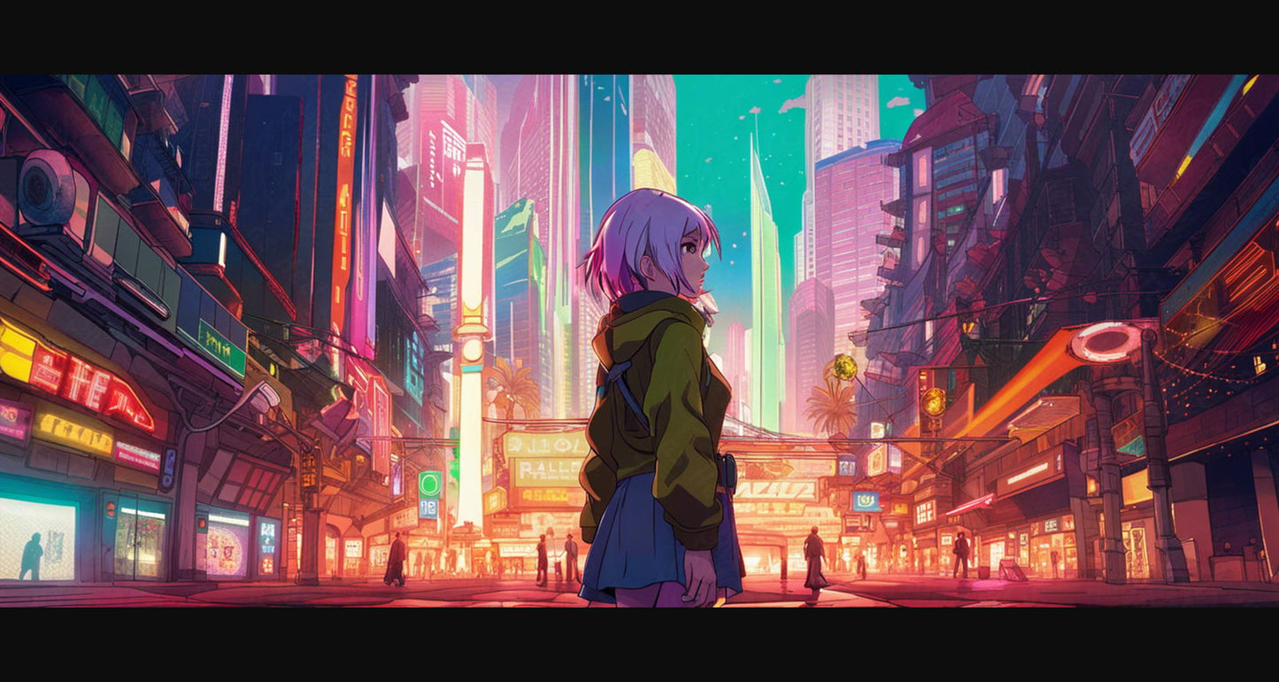 Female Anime Characters Wandering Within A Bustling Future City 0003 SN776 - Sweet As Hell Designs