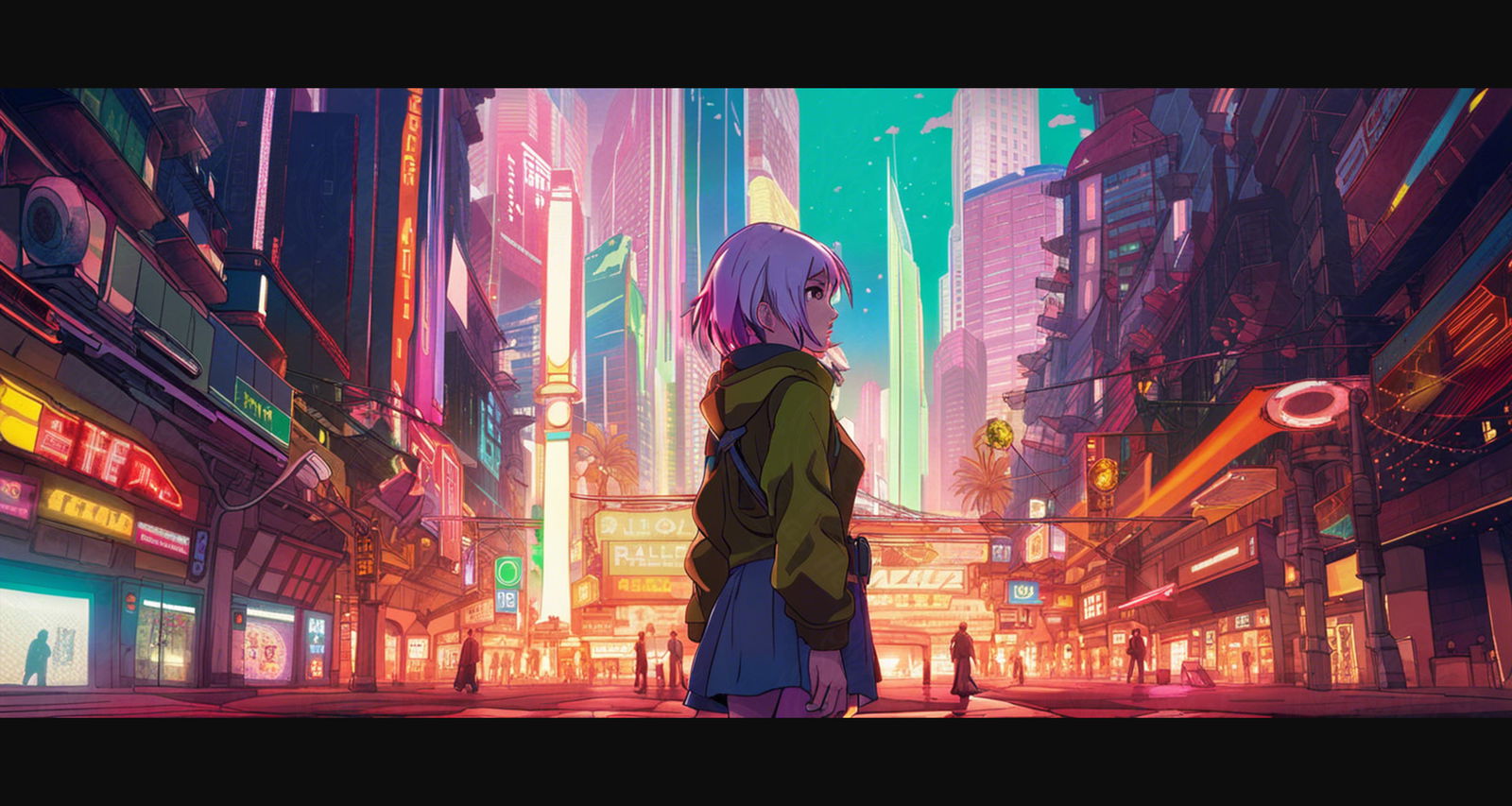 Female Anime Characters Wandering Within A Bustling Future City 0003 SN776 - Sweet As Hell Designs