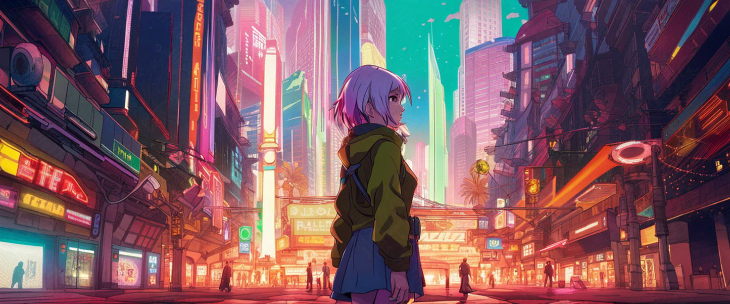 Female Anime Characters Wandering Within A Bustling Future City 0003 SN776 - Sweet As Hell Designs