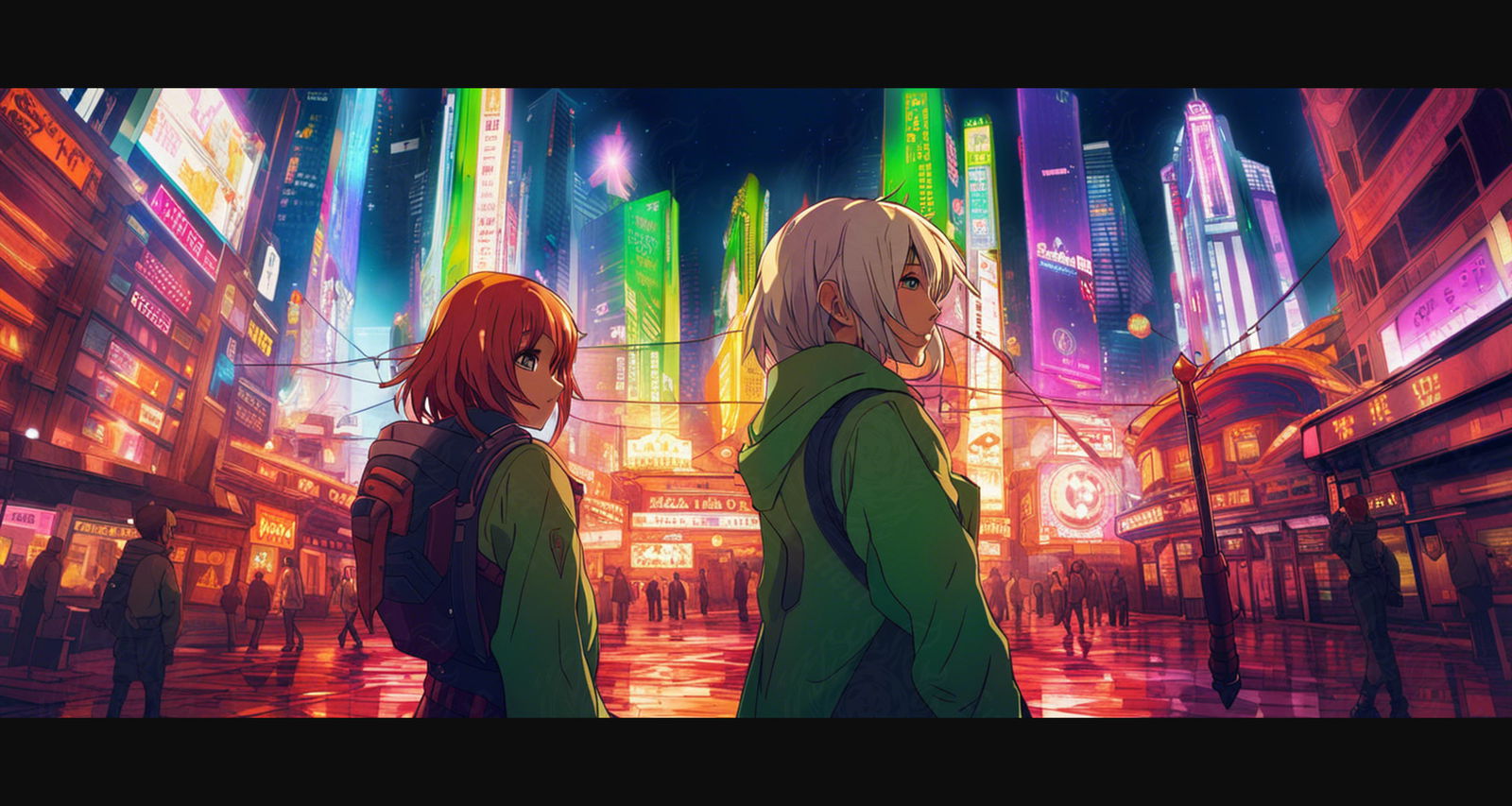 Female Anime Characters Wandering Within A Bustling Future City 0010 SN783 - Sweet As Hell Designs