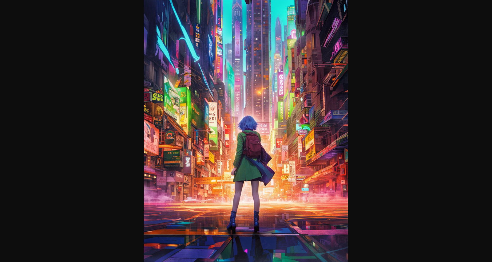 Female Anime Characters Wandering Within A Bustling Future City 0011 SN784 - Sweet As Hell Designs