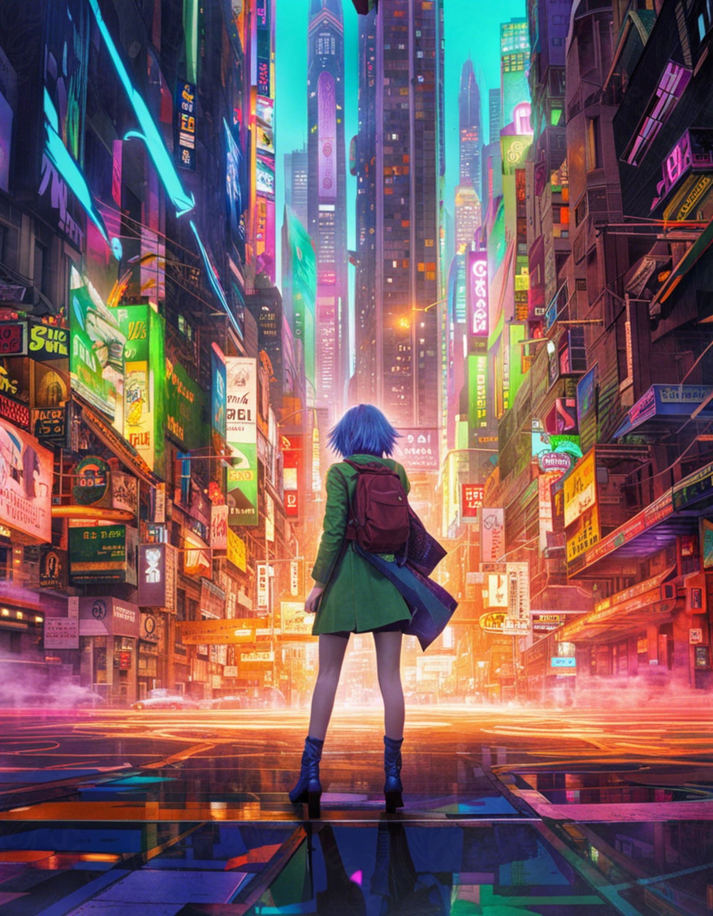 Female Anime Characters Wandering Within A Bustling Future City 0011 SN784 - Sweet As Hell Designs