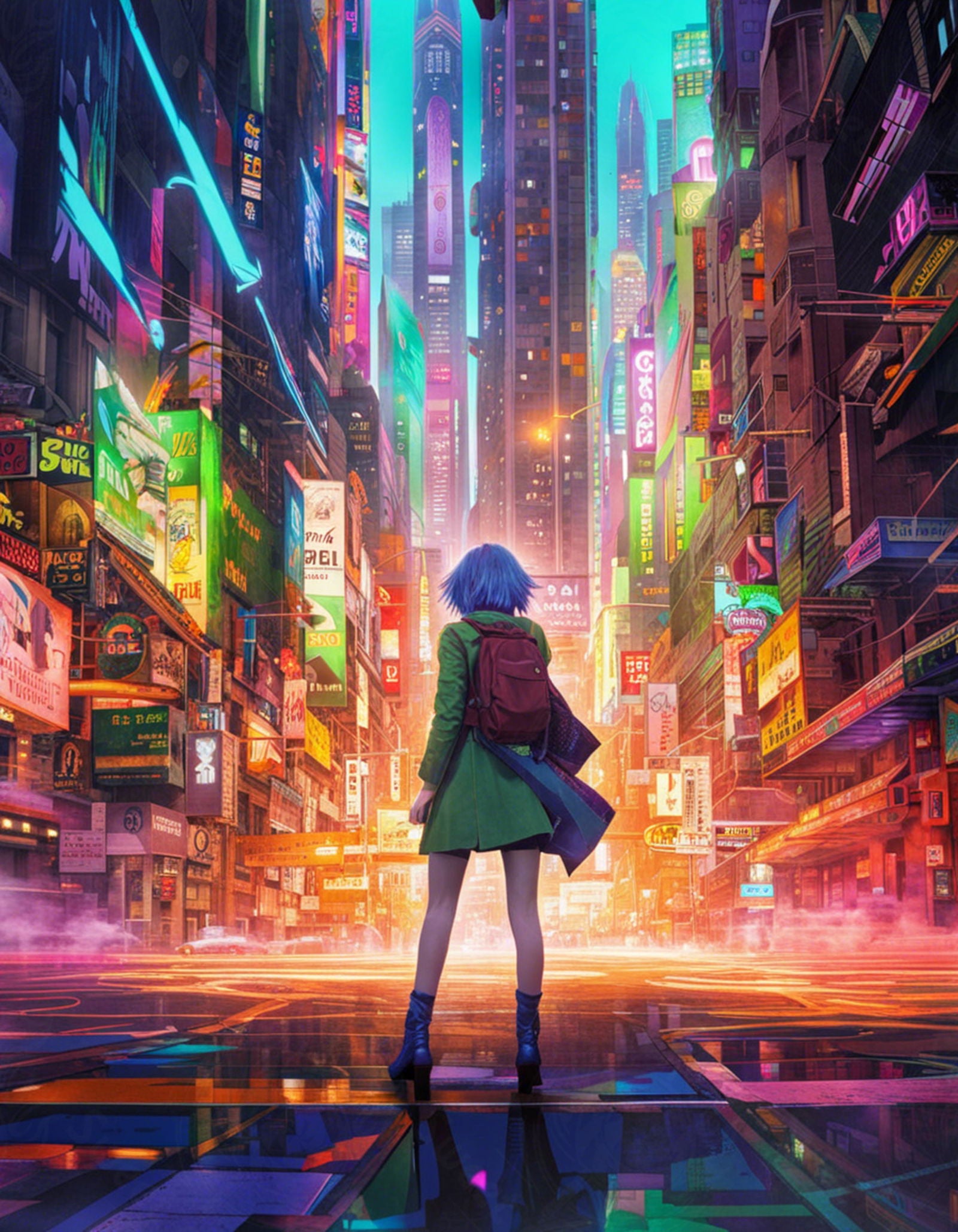 Female Anime Characters Wandering Within A Bustling Future City 0011 SN784 - Sweet As Hell Designs
