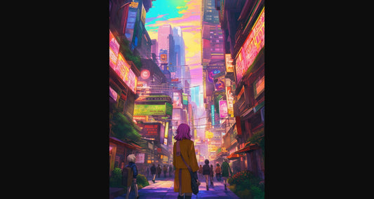 Female Anime Characters Wandering Within A Bustling Future City 0016 SN789 - Sweet As Hell Designs