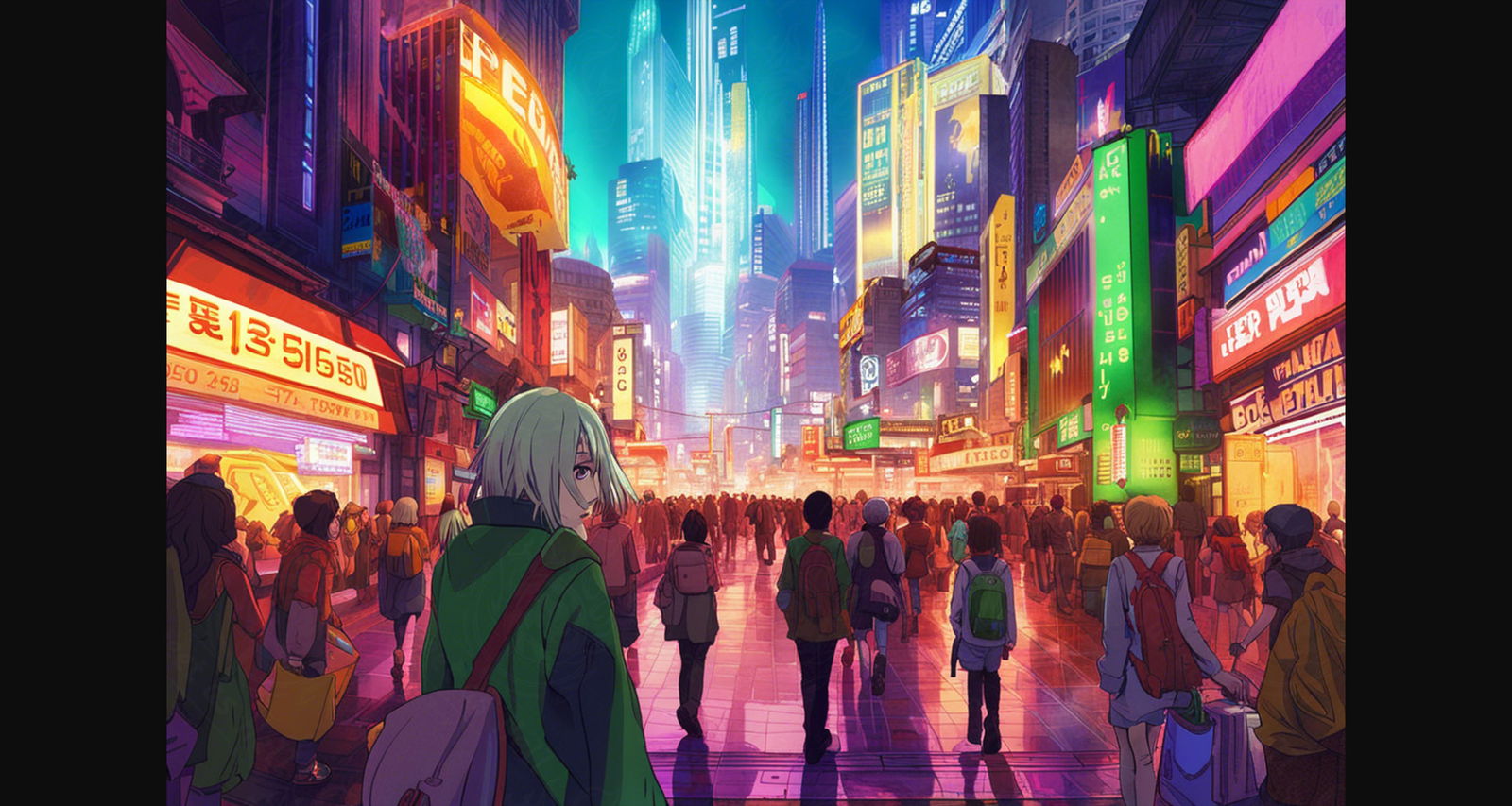 Female Anime Characters Wandering Within A Bustling Future City 0021 SN794 - Sweet As Hell Designs