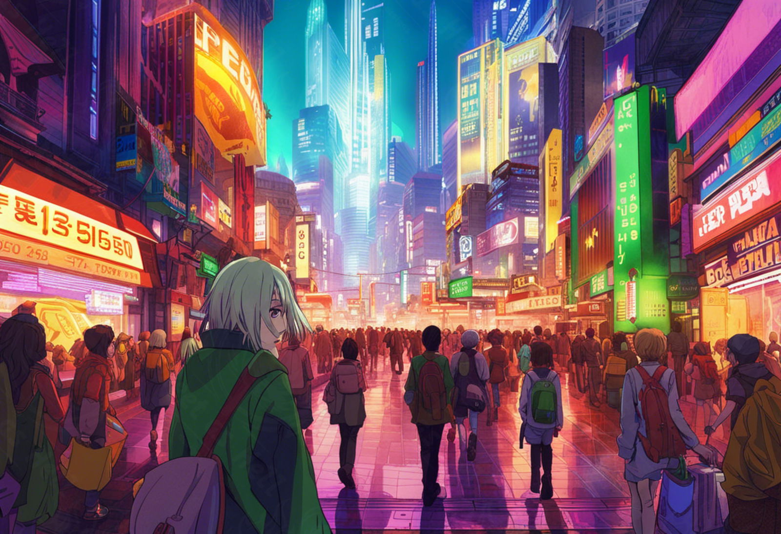 Female Anime Characters Wandering Within A Bustling Future City 0021 SN794 - Sweet As Hell Designs