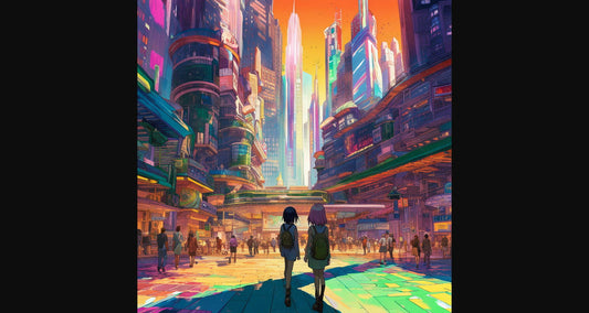 Female Anime Characters Wandering Within A Bustling Future City 0022 SN795 - Sweet As Hell Designs