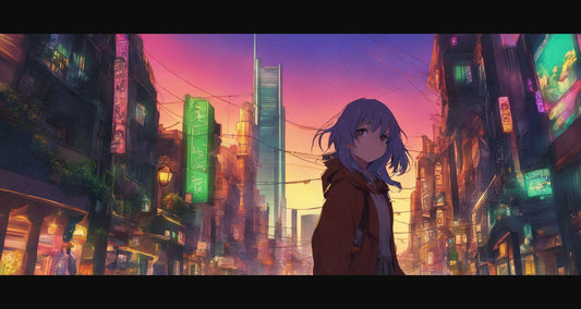 Female Anime Portrait With a Futuristic City Background 0001 SN796 - Sweet As Hell Designs