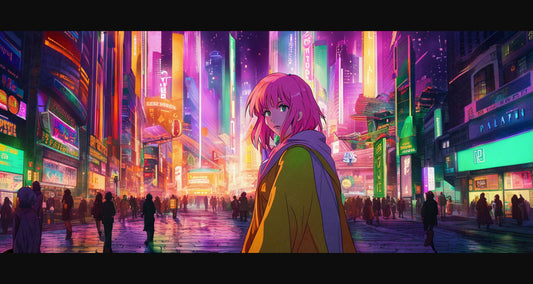 Female Anime Portrait With a Futuristic City Background 0004 SN799 - Sweet As Hell Designs