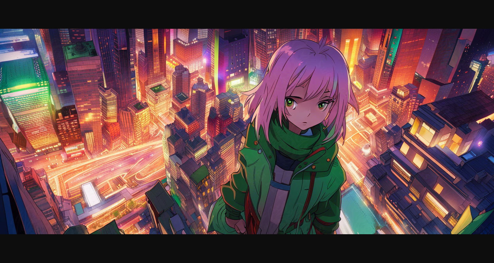 Female Anime Portrait With a Futuristic City Background 0005 SN800 - Sweet As Hell Designs
