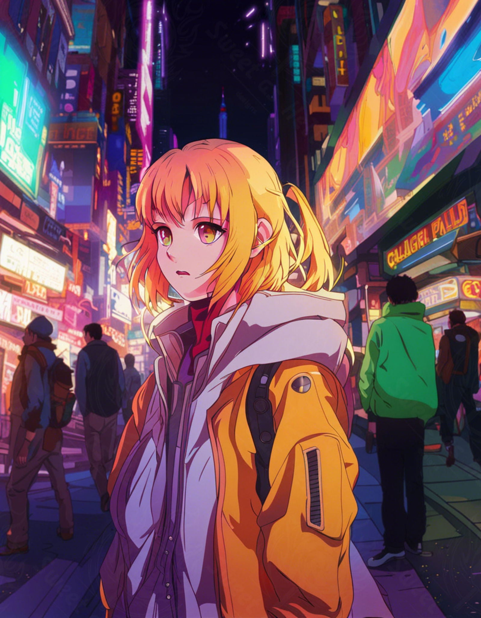 Female Anime Portrait With a Futuristic City Background 0016 SN811 - Sweet As Hell Designs