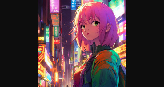Female Anime Portrait With a Futuristic City Background 0020 SN815 - Sweet As Hell Designs