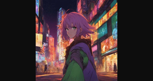 Female Anime Portrait With a Futuristic City Background 0021 SN816 - Sweet As Hell Designs