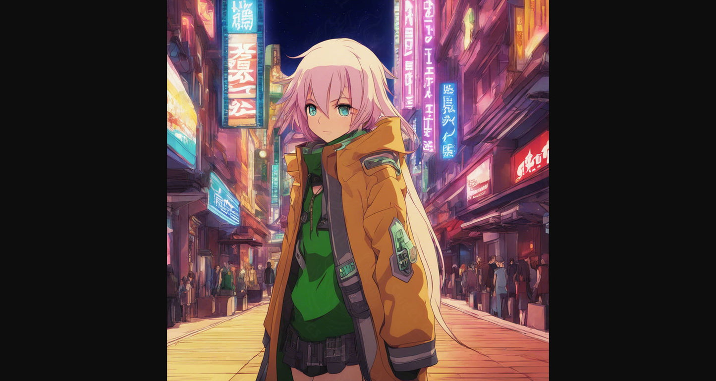 Female Anime Portrait With a Futuristic City Background 0022 SN817 - Sweet As Hell Designs
