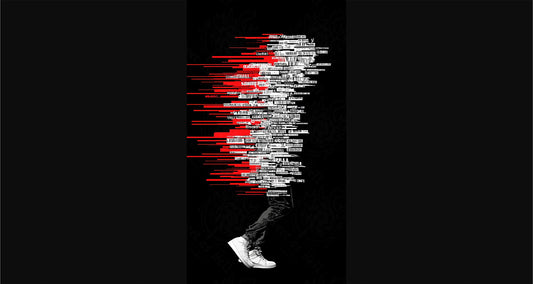 Full-length Urban Character in Streetwear Composed of Overlapping Shapes and/or Letters That Create Depth, Texture and Movement 0001 SN1251 - Sweet As Hell Designs