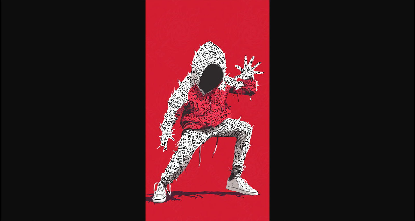 Full-length Urban Character in Streetwear Composed of Overlapping Shapes and/or Letters That Create Depth, Texture and Movement 0003 SN1253 - Sweet As Hell Designs