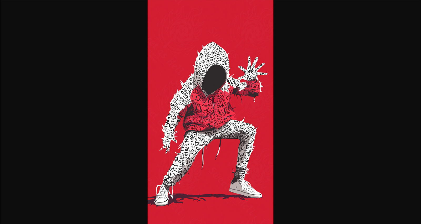 Full-length Urban Character in Streetwear Composed of Overlapping Shapes and/or Letters That Create Depth, Texture and Movement 0003 SN1253 - Sweet As Hell Designs