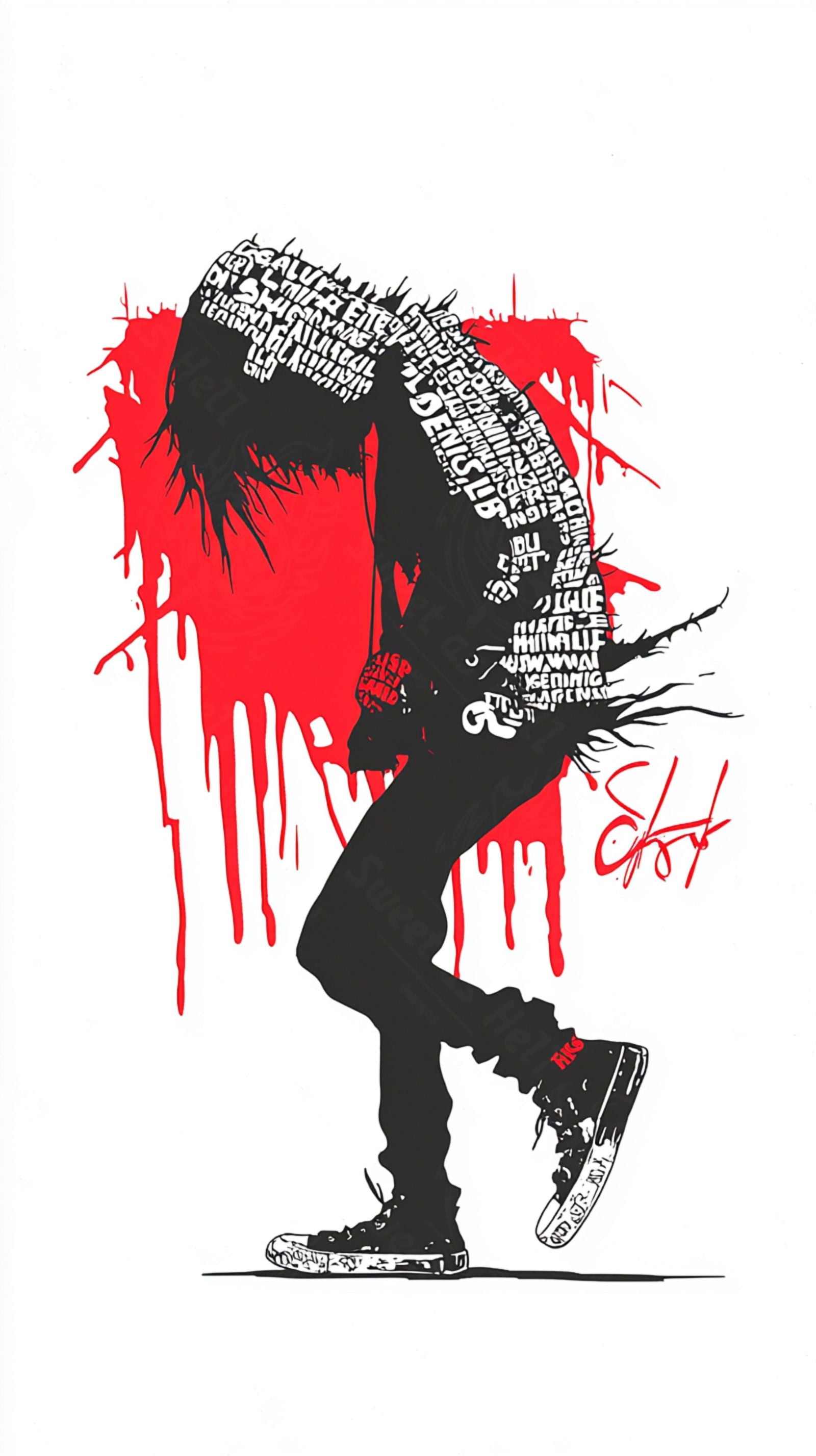 Full-length Urban Character in Streetwear Composed of Overlapping Shapes and/or Letters That Create Depth, Texture and Movement 0006 SN1256 - Sweet As Hell Designs