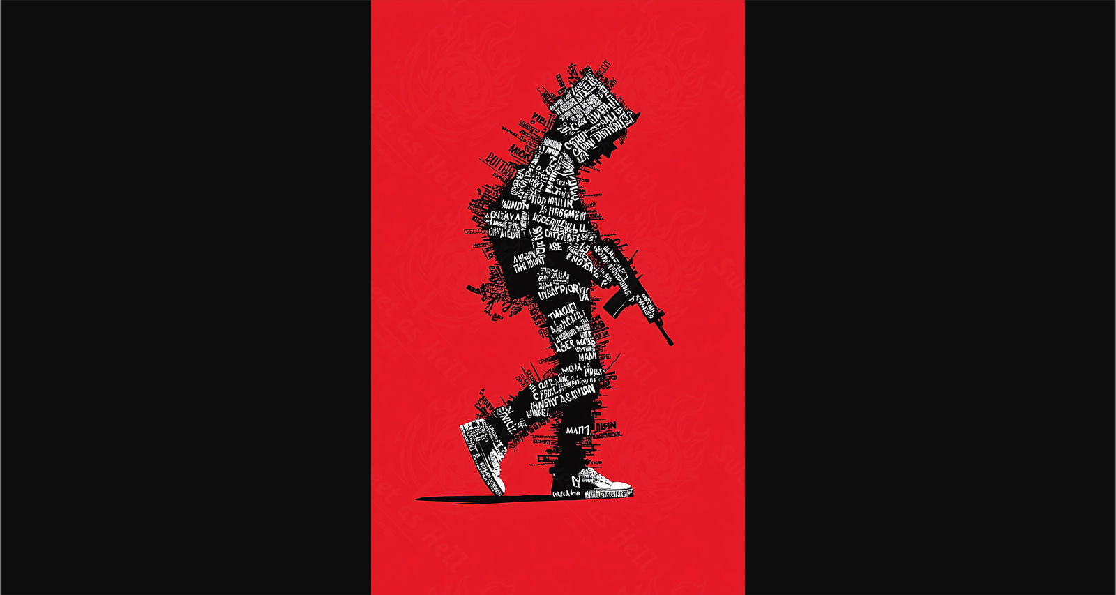 Full-length Urban Character in Streetwear Composed of Overlapping Shapes and/or Letters That Create Depth, Texture and Movement 0030 SN1280 - Sweet As Hell Designs