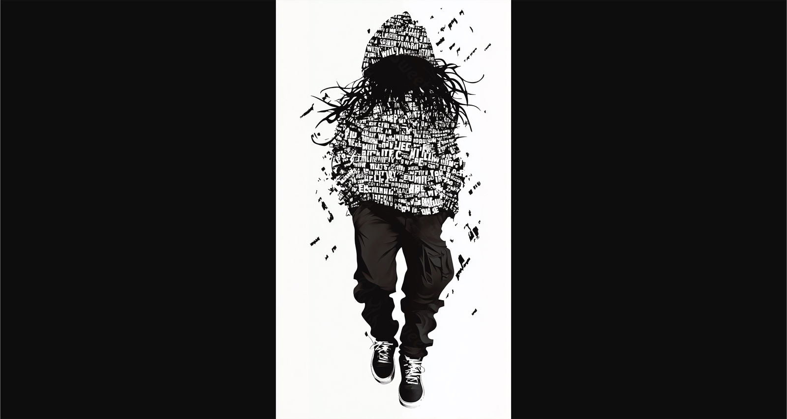 Full-length Urban Character in Streetwear Composed of Overlapping Shapes and/or Letters That Create Depth, Texture and Movement 0037 SN1287 - Sweet As Hell Designs