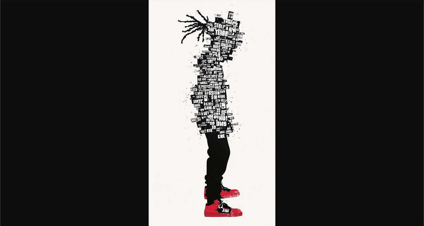 Full-length Urban Character in Streetwear Composed of Overlapping Shapes and/or Letters That Create Depth, Texture and Movement 0044 SN1294 - Sweet As Hell Designs
