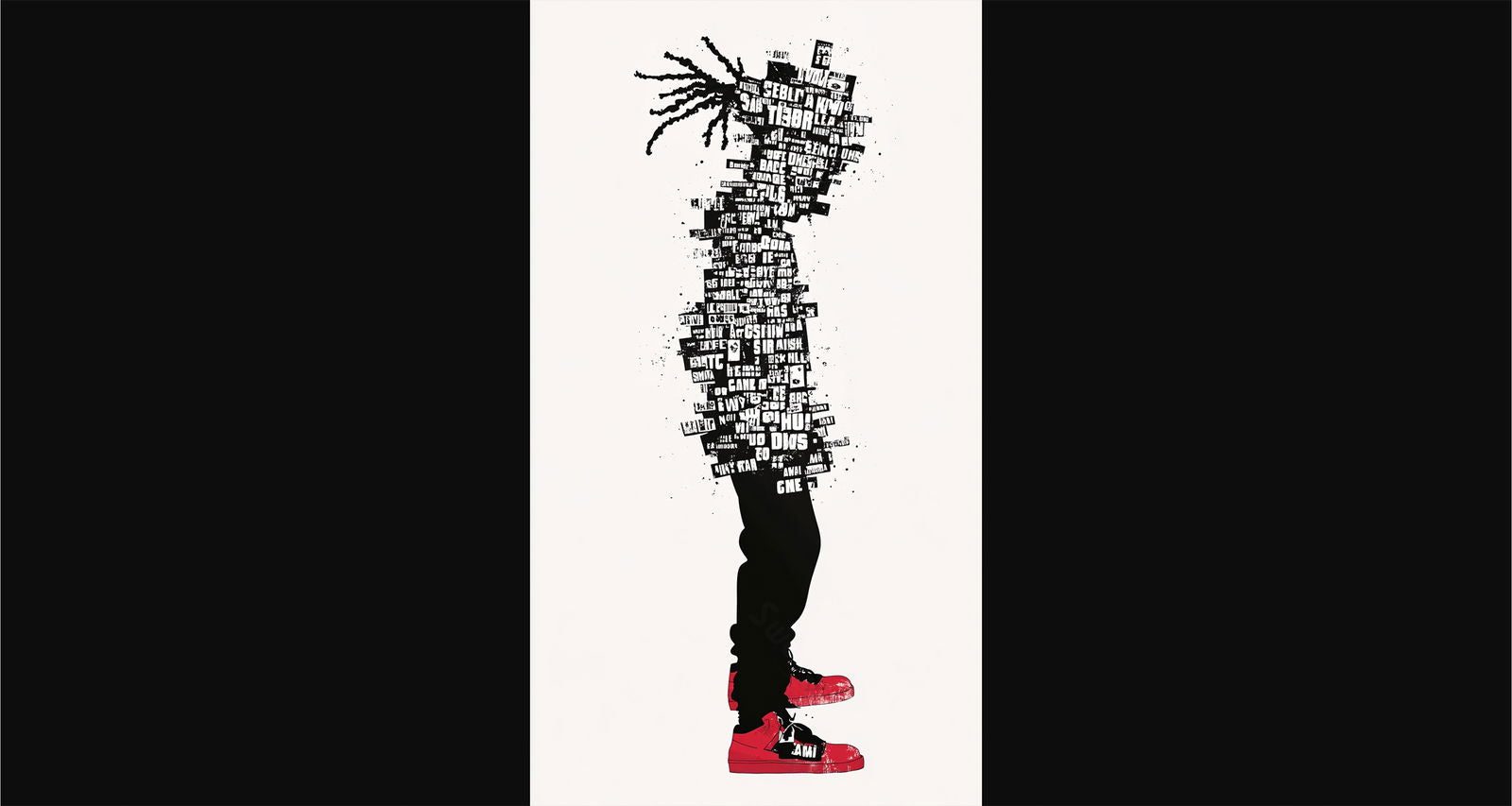Full-length Urban Character in Streetwear Composed of Overlapping Shapes and/or Letters That Create Depth, Texture and Movement 0044 SN1294 - Sweet As Hell Designs