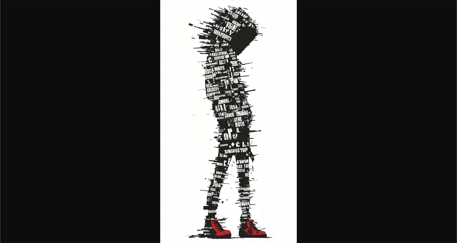 Full-length Urban Character in Streetwear Composed of Overlapping Shapes and/or Letters That Create Depth, Texture and Movement 0047 SN1297 - Sweet As Hell Designs