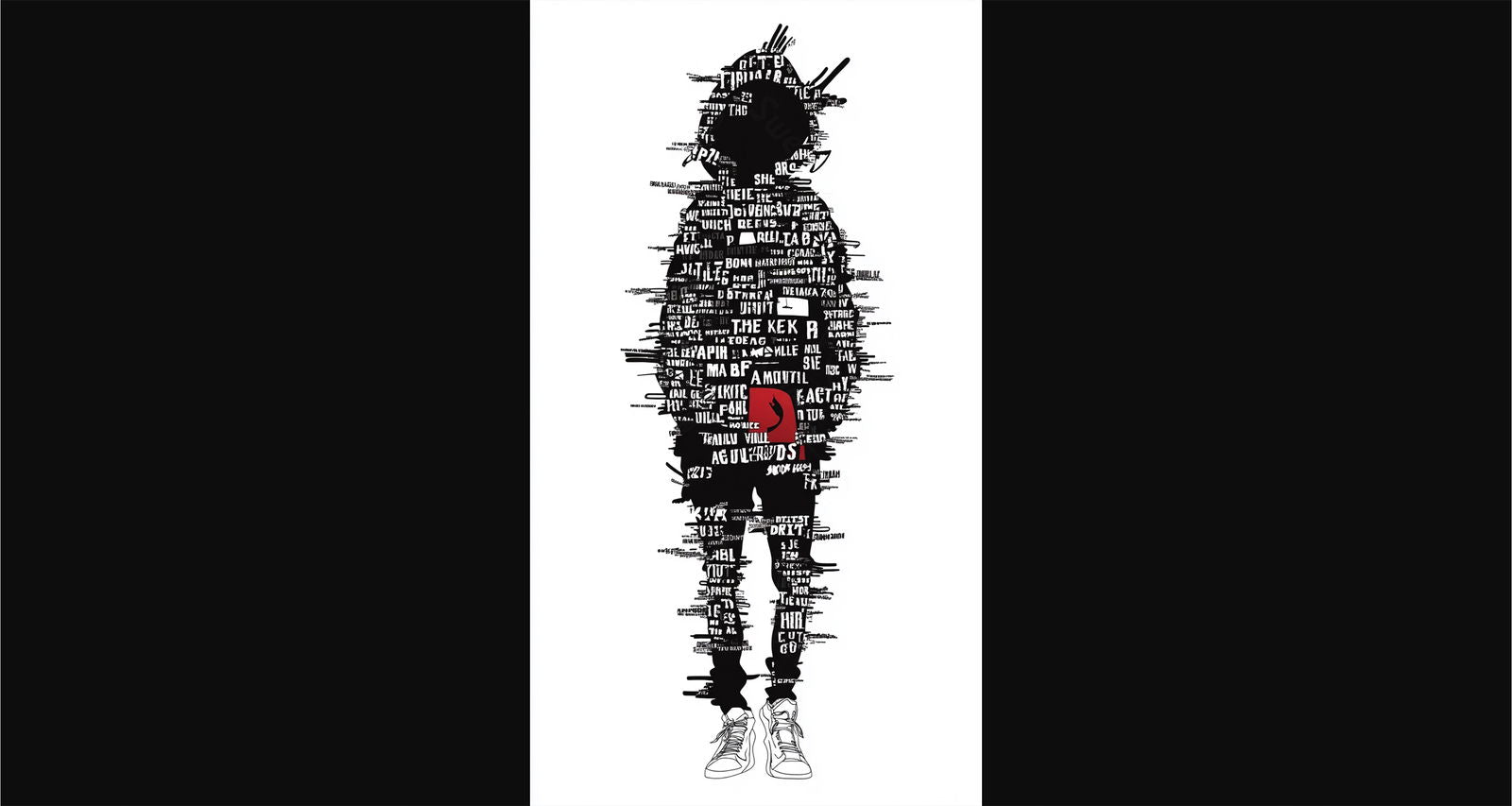 Full-length Urban Character in Streetwear Composed of Overlapping Shapes and/or Letters That Create Depth, Texture and Movement 0049 SN1299 - Sweet As Hell Designs