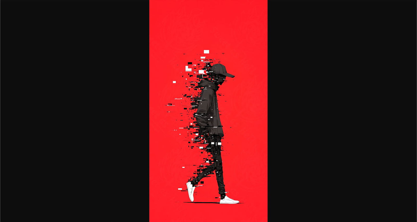 Full-length Urban Character in Streetwear Composed of Overlapping Shapes and/or Letters That Create Depth, Texture and Movement 0056 SN1306 - Sweet As Hell Designs