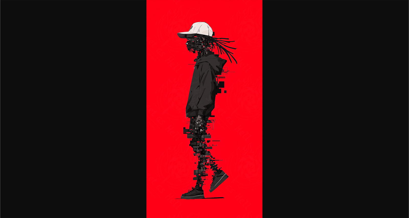Full-length Urban Character in Streetwear Composed of Overlapping Shapes and/or Letters That Create Depth, Texture and Movement 0057 SN1307 - Sweet As Hell Designs