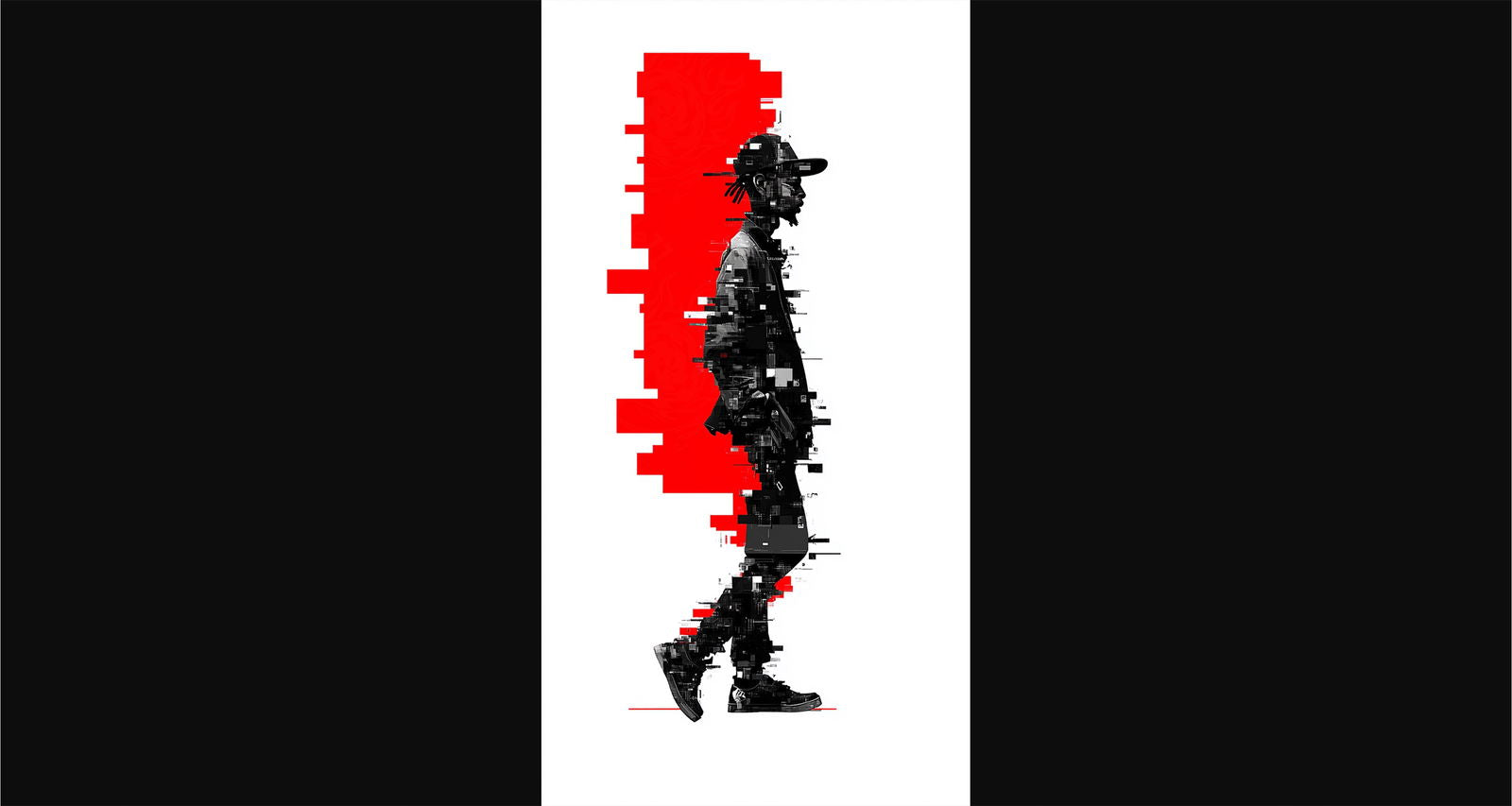 Full-length Urban Character in Streetwear Composed of Overlapping Shapes and/or Letters That Create Depth, Texture and Movement 0058 SN1308 - Sweet As Hell Designs