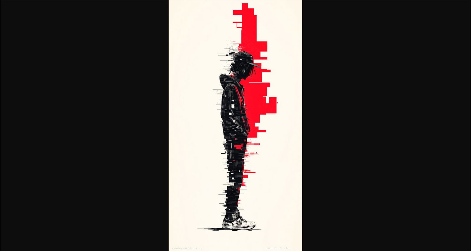 Full-length Urban Character in Streetwear Composed of Overlapping Shapes and/or Letters That Create Depth, Texture and Movement 0060 SN1310 - Sweet As Hell Designs