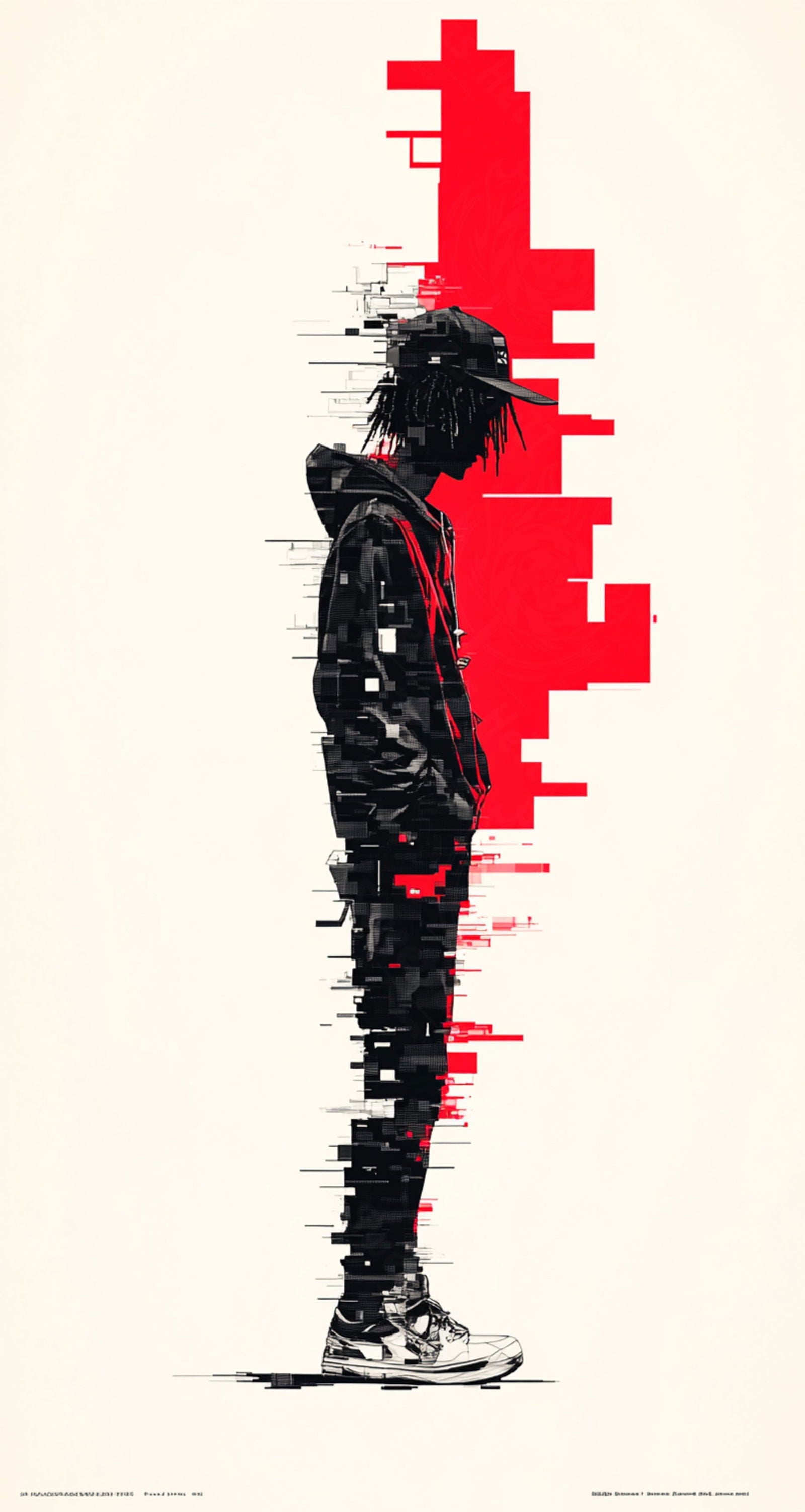 Full-length Urban Character in Streetwear Composed of Overlapping Shapes and/or Letters That Create Depth, Texture and Movement 0060 SN1310 - Sweet As Hell Designs