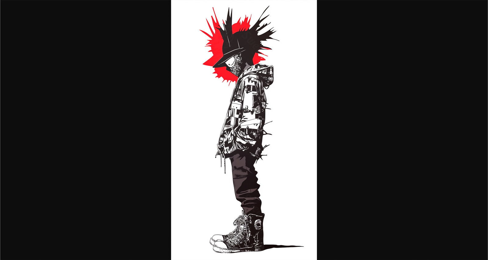 Full-length Urban Character in Streetwear Composed of Overlapping Shapes and/or Letters That Create Depth, Texture and Movement 0066 SN1316 - Sweet As Hell Designs