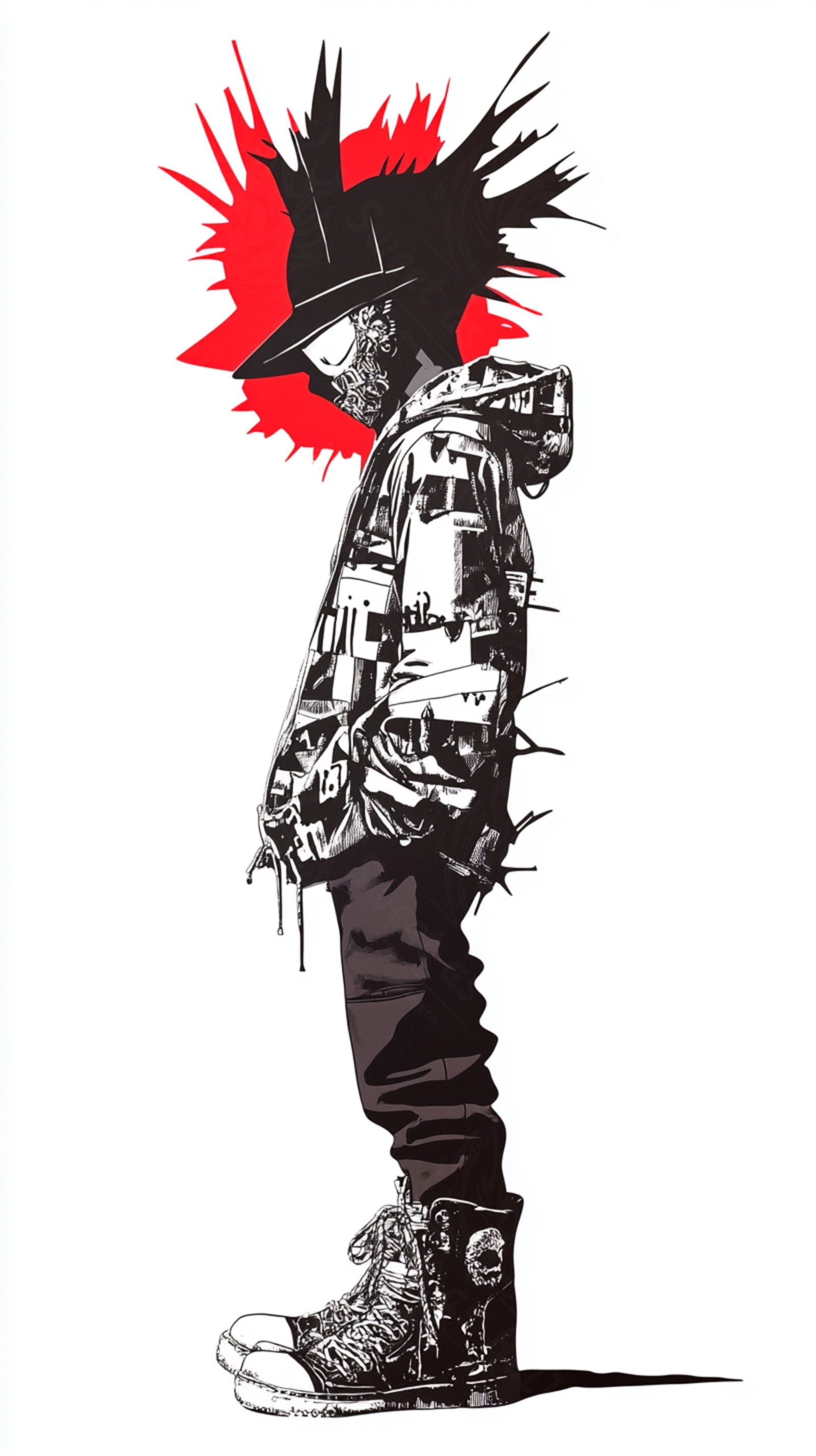 Full-length Urban Character in Streetwear Composed of Overlapping Shapes and/or Letters That Create Depth, Texture and Movement 0066 SN1316 - Sweet As Hell Designs