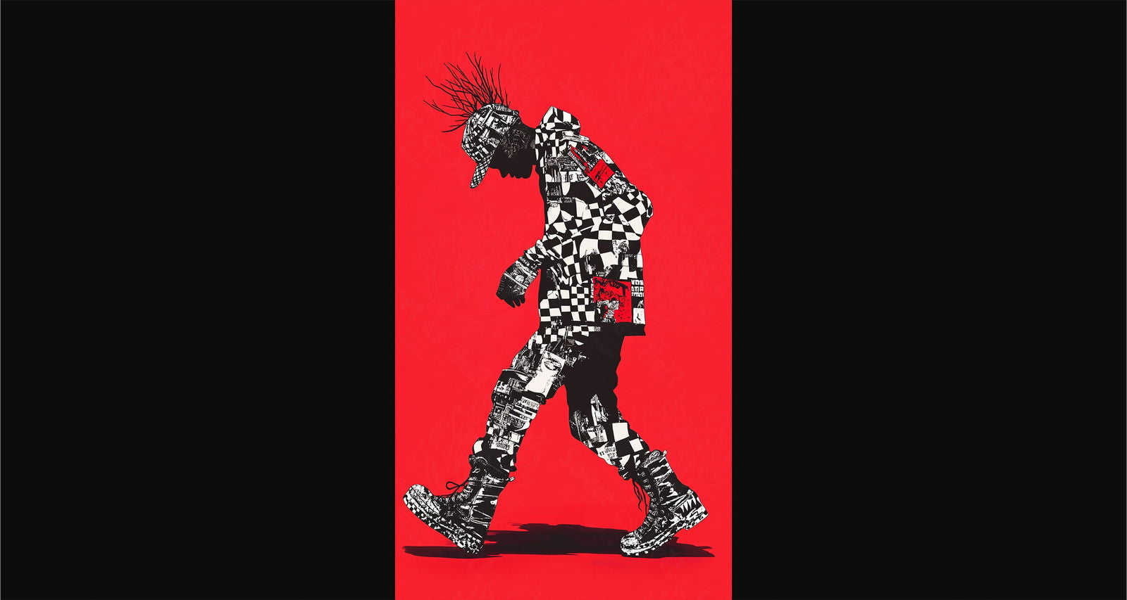 Full-length Urban Character in Streetwear Composed of Overlapping Shapes and/or Letters That Create Depth, Texture and Movement 0069 SN1319 - Sweet As Hell Designs