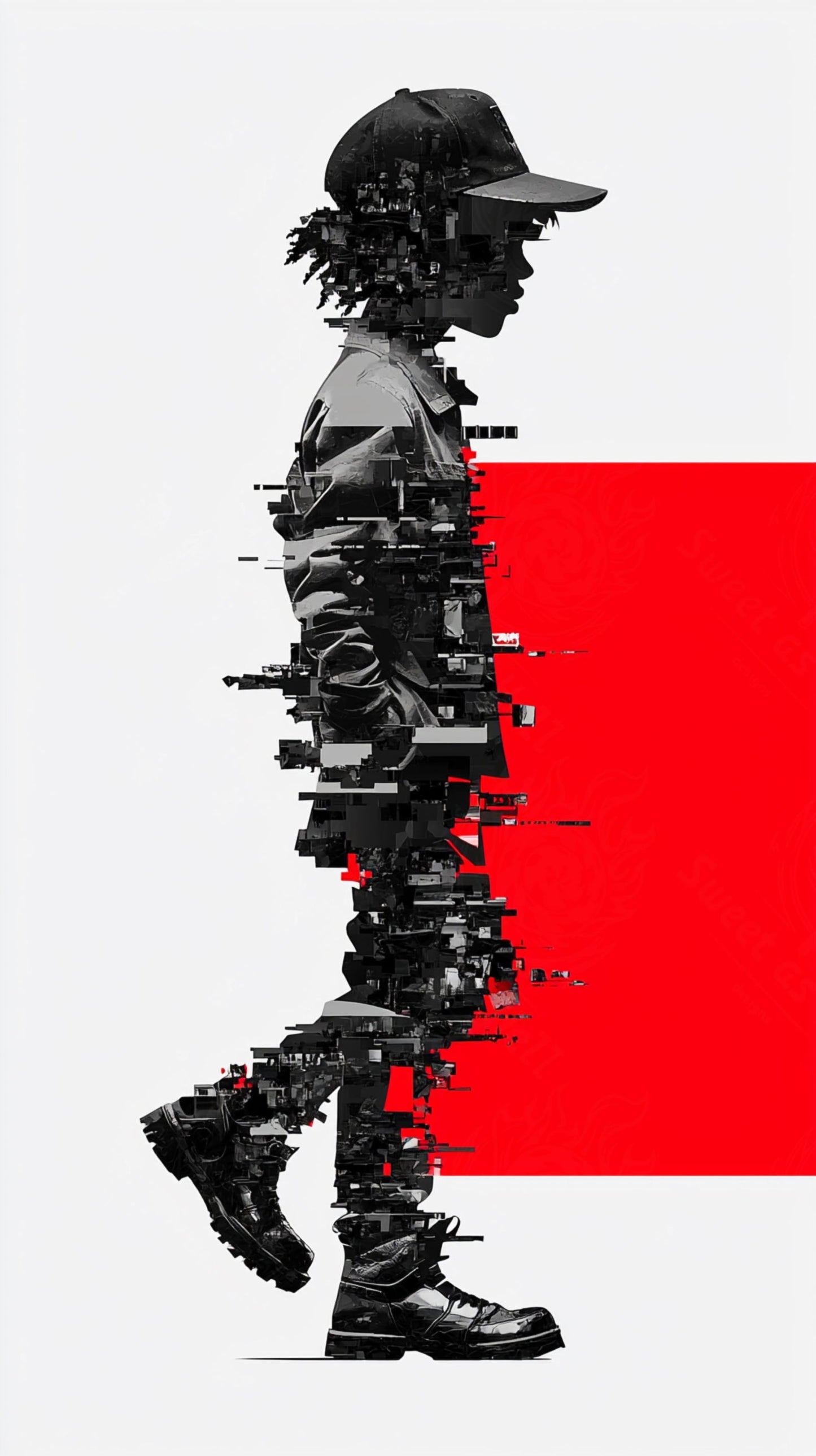 Full-length Urban Character in Streetwear Composed of Overlapping Shapes and/or Letters That Create Depth, Texture and Movement 0080 SN1330 - Sweet As Hell Designs