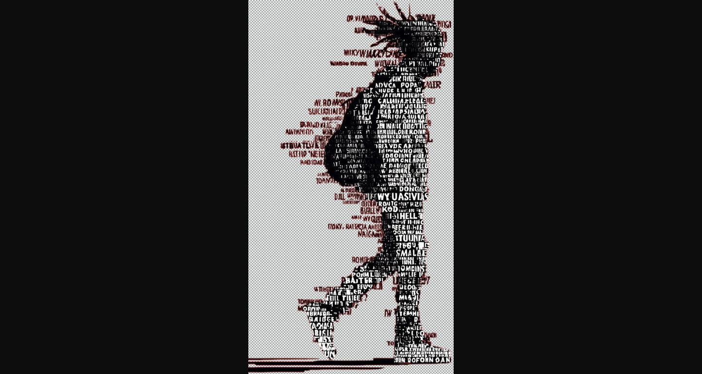 Full length Urban Character in Streetwear Composed of Overlapping Shapes and or Letters That Create Depth Texture and Movement With Transparent Background 013 SN2797 - Sweet As Hell Designs