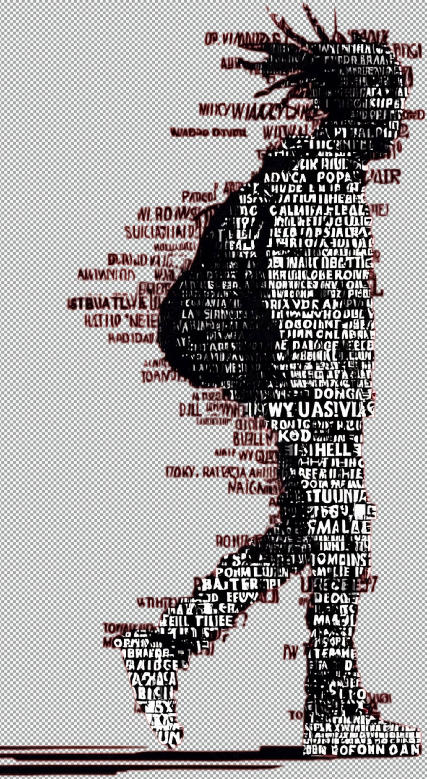 Full length Urban Character in Streetwear Composed of Overlapping Shapes and or Letters That Create Depth Texture and Movement With Transparent Background 013 SN2797 - Sweet As Hell Designs