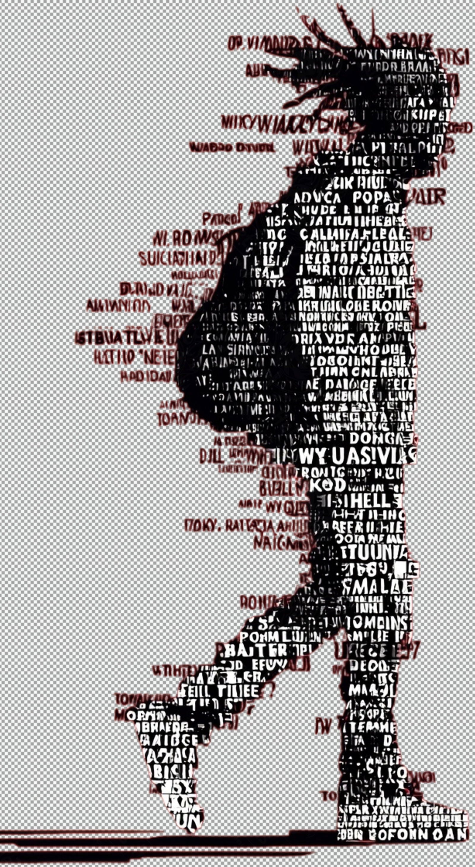 Full length Urban Character in Streetwear Composed of Overlapping Shapes and or Letters That Create Depth Texture and Movement With Transparent Background 013 SN2797 - Sweet As Hell Designs