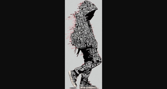 Full length Urban Character in Streetwear Composed of Overlapping Shapes and or Letters That Create Depth Texture and Movement With Transparent Background 017 SN2801 - Sweet As Hell Designs