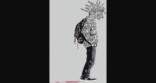 Full length Urban Character in Streetwear Composed of Overlapping Shapes and or Letters That Create Depth Texture and Movement With Transparent Background 025 SN2809 - Sweet As Hell Designs