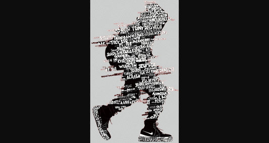 Full length Urban Character in Streetwear Composed of Overlapping Shapes and or Letters That Create Depth Texture and Movement With Transparent Background 027 SN2811 - Sweet As Hell Designs